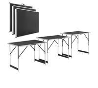 Juskys Triple Multifuncional - Mesa Plegable y Regulable en Altura - Aluminio 100x60 cm - para Mercados, Empapelar, Camping - Color Negro