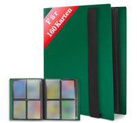JUSONEY Álbum de tarjetas coleccionables - Álbum de recortes de 160 bolsillos, 20 páginas por 4 bolsillos con cubierta de libro impermeable, para coleccionar tarjetas MTG Magic Match Atta (verde)