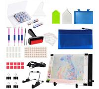 JUSONEY Mesa de Luz, Mesa Luz, Kit de 41 Piezas de Pintura con Diamantes 5D con Caja de Mesa Luz de Brillo Regulable, Accesorios de Pintura de Diamantes con Tabla De Luz, Mesa de Luz Niños