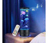 Juspota Lampara Medusa con 12 Ruidos Blancos & Altavoz Bluetooth, Jellyfish Lamp con 10 Colores & Telemando para Niños y Adultos, Lampara Medusa Movimiento Relajación, Decoración, Negro