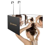 JUSRON Espejo de 3 Vías para Corte de Cabello, Espejo Maquillaje con Luz, Espejo Maquillaje Recargable Altura Ajustable, Espejo 360º LED de Puerta para Maquillaje, Ducha, Afeitado, Peinado