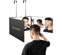 JUSRON Espejo de Pared 360°, Triple Plegable, con Corte Automático, Altura Regulable, para Peluquería, Maquillaje, Afeitado y Peinado, Sin Luz LED