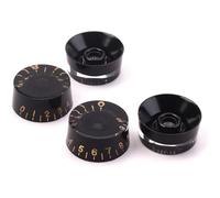 jussming 4 pomos de control de guitarra acrílica, color negro transparente con marcas doradas, pomos de ajuste de velocidad de tono de volumen para Epiphone Les Paul Gibson estilo guitarra eléctrica y