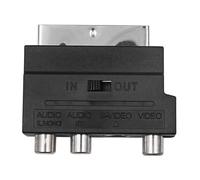 jussming Convertidor adaptador de euroconector a AV, cable convertidor de audio y vídeo de 21 pines a 3 RCA con interruptor manual para reproductores HDTV, DVD, VCR