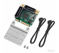 jussming Tarjeta adaptadora Mini PCI-E a SATA de 2 puertos y 4 puertos con cable, hasta 6 Gbps, para añadir unidades internas SATA HDD/SSD a portátiles, computadoras de escritorio, computadoras AIO