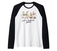 Just a Bookish Goose Cute Reading Aesthetic Camiseta Manga Raglan