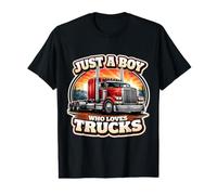 Just A Boy Who Love Semi Trucks Lover Fan Enthusiast Kids Camiseta gráfica económica