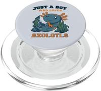 Just A Boy Who Loves Axolotls Lindo Dinosaurio salamandra Azul PopSockets PopGrip para MagSafe
