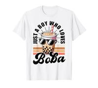 Just a Boy Who Loves Boba Cool Fun Summer Boba Drink Kids Camiseta