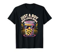 Just a Boy Who Loves Boba Cool Fun Summer Boba Drink Kids Camiseta
