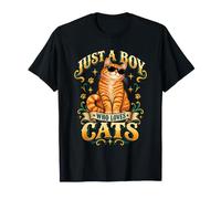 Just a Boy Who Loves Cats Cool Orange Tabby Cat Camiseta