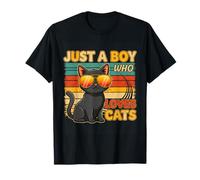 Just A Boy Who Loves Cats Themed Cat Owner Kid Design Camiseta