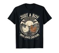 Just A Boy Who Loves Chickens Retro Farm Blueprint Livestock Camiseta