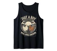 Just A Boy Who Loves Chickens Retro Farm Blueprint Livestock Camiseta sin Mangas