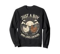 Just A Boy Who Loves Chickens Retro Farm Blueprint Livestock Sudadera