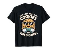 Just A Boy Who Loves Cookies Video Games Cookie Lover Gamer Camiseta