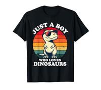 Just A Boy Who Loves Dinosaurs Divertido Retro Dinosaurio T-Rex Camiseta