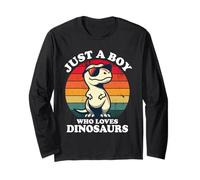 Just A Boy Who Loves Dinosaurs Divertido Retro Dinosaurio T-Rex Manga Larga