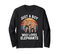 Just A Boy Who Loves Elephants Animal Fan Niños Elefantes Manga Larga