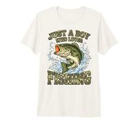 Just A Boy Who Loves Fishing Camo Bass Youth Kids Camiseta Premium
