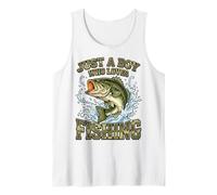 Just A Boy Who Loves Fishing Camo Bass Youth Kids Camiseta sin Mangas