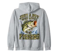 Just A Boy Who Loves Fishing Camo Bass Youth Kids Sudadera con Capucha