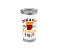 Just A Boy Who Loves French Fries Patatas Fritas Vegano Vaso térmico de acero inoxidable de doble pared