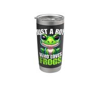 Just A Boy Who Loves Frogs Funny Frog Lover para niños y hombres Vaso térmico de acero inoxidable de doble pared