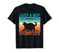 Just A Boy Who Loves Gatos Gorditos Retro Sunset Camiseta