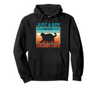 Just A Boy Who Loves Gatos Gorditos Retro Sunset Sudadera con Capucha