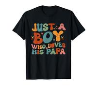 Just A Boy Who Loves His Papa Padre E Hijo Día del Padre Camiseta