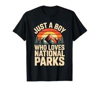 Just A Boy Who Loves National Parks Retro Sunset Camiseta