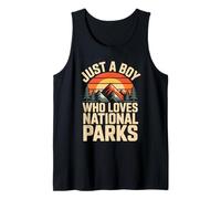 Just A Boy Who Loves National Parks Retro Sunset Camiseta sin Mangas