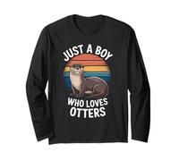 Just A Boy Who Loves Otters Animal Fan Niños Niños Nutria Manga Larga