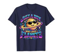 Just a Boy Who Loves Planets Kids Space Kawaii Teens Boys Camiseta