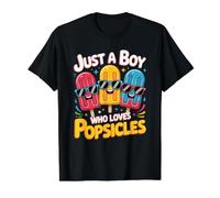 Just a Boy Who Loves Popsicles Popsicle Teen Boys Toddler Camiseta gráfica económica, Hombre, Negro, M