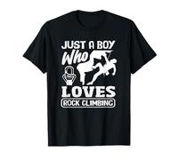 Just A Boy Who Loves Rock Climbing Kids Escalador Camiseta