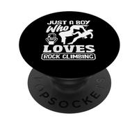 Just A Boy Who Loves Rock Climbing Kids Escalador PopSockets PopGrip Adhesivo