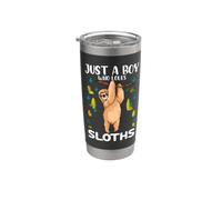 Just A Boy Who Loves Sloths Funny Sloth Lovers Vaso térmico de acero inoxidable de doble pared