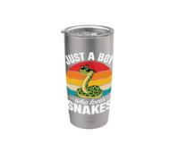 Just A Boy Who Loves Snakes Funny Snake Reptile Boys Kids Vaso térmico de acero inoxidable de doble pared