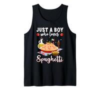 Just a Boy who Loves Spaghetti Italian Food Italian Cuisine Camiseta sin Mangas