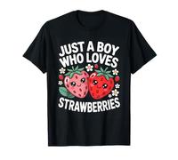 Just A Boy Who Loves Strawberries Cute Art Camiseta