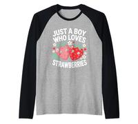 Just A Boy Who Loves Strawberries Cute Art Camiseta Manga Raglan