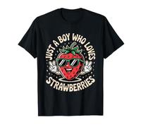 Just a Boy Who Loves Strawberries Strawberry Fruit Boys KDS Camiseta