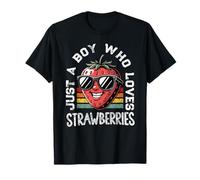 Just a Boy Who Loves Strawberries Strawberry Fruit Boys Kds Camiseta