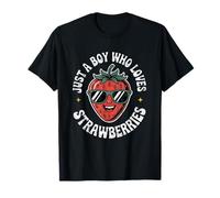 Just a Boy Who Loves Strawberries Strawberry Fruit Boys Kds Camiseta