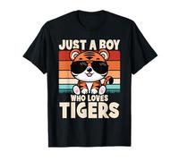 Just A Boy Who Loves Tigers Retro Wild Animal Niños Niños Camiseta