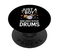 Just a Boy Who Loves to Play Drums PopSockets PopGrip Adhesivo