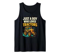 Just A Boy Who Loves Tractors Farmer Farm Niños Niños Niños Camiseta sin Mangas