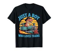 Just A Boy Who Loves Trains Lover Ferrocarril Steam Locomotora Camiseta